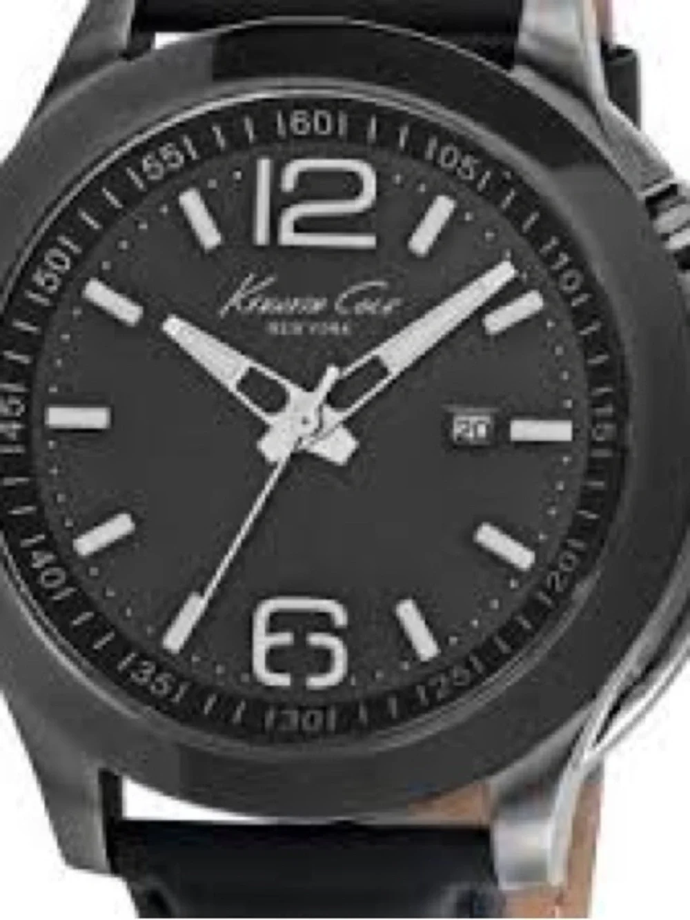 Kenneth Cole Black Dial Men's Leather Strap Watch